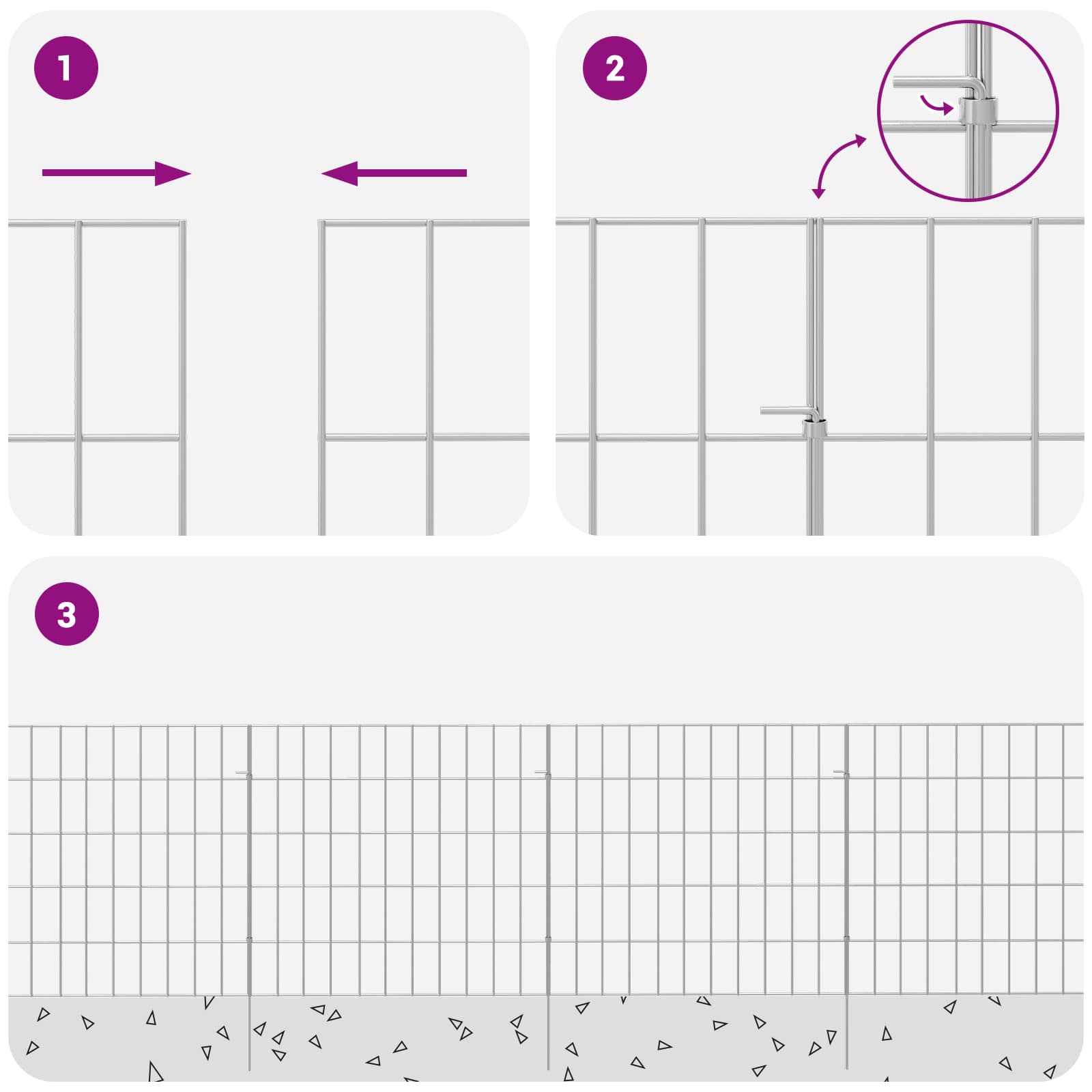 Ograda za vrt s kolčićima 12 pcs 55 x 50 cm Mesh Srebrna