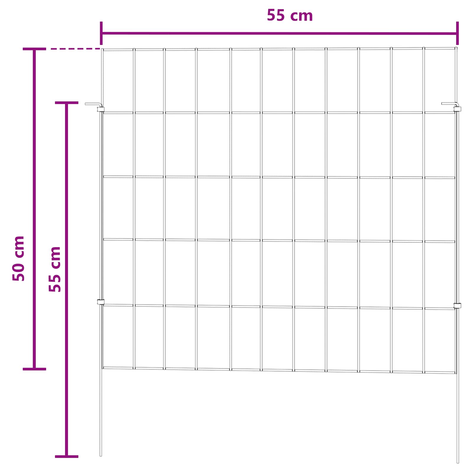 Ograda za vrt s kolčićima 12 pcs 55 x 50 cm Mesh Srebrna