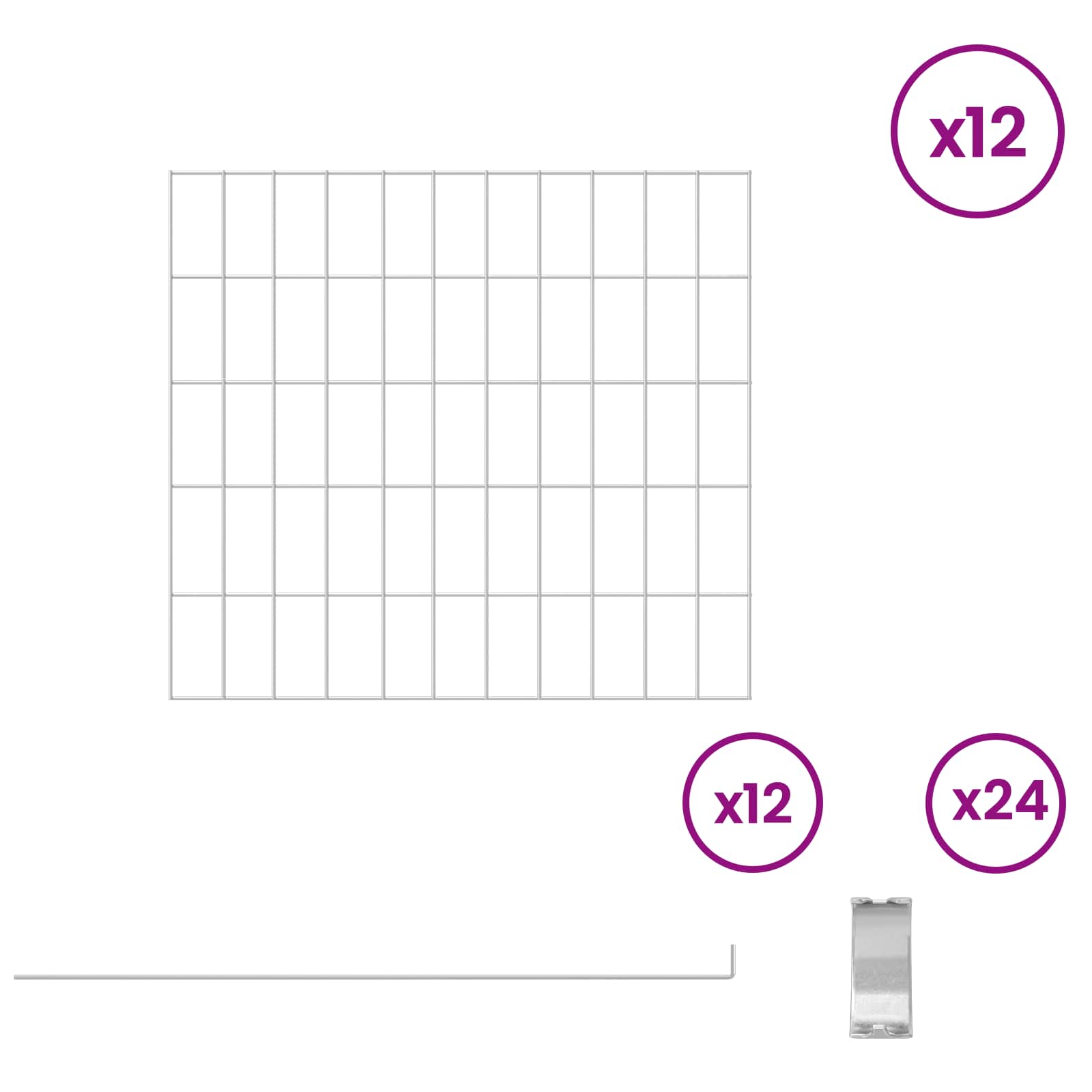Ograda za vrt s kolčićima 12 pcs 55 x 50 cm Mesh Srebrna