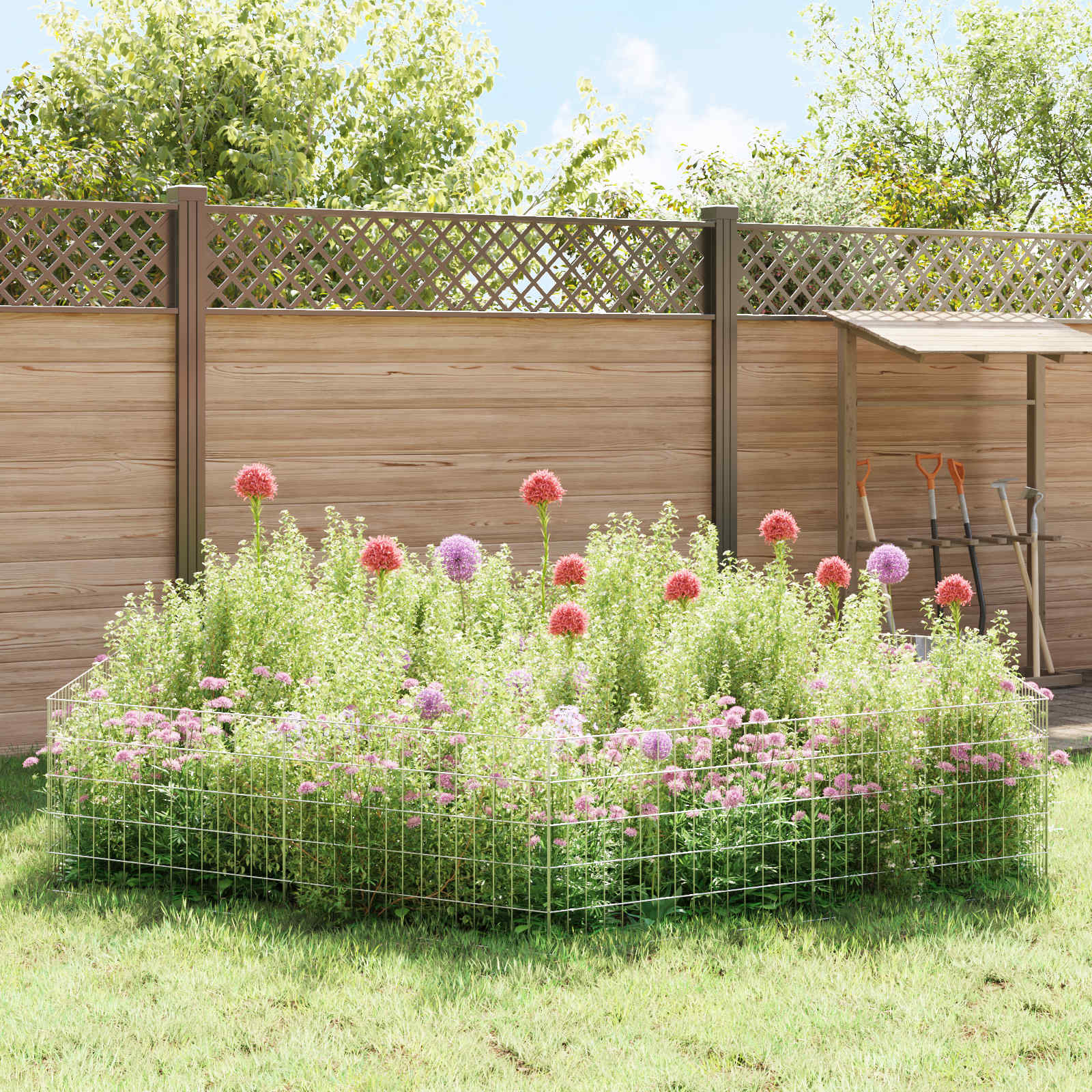 Ograda za vrt s kolčićima 24 pcs 75 x 50 cm Mesh Srebrna