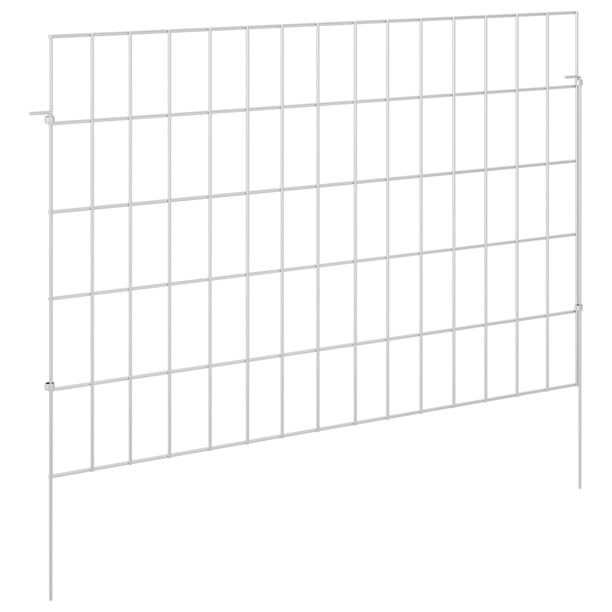 Ograda za vrt s kolčićima 24 pcs 75 x 50 cm Mesh Srebrna