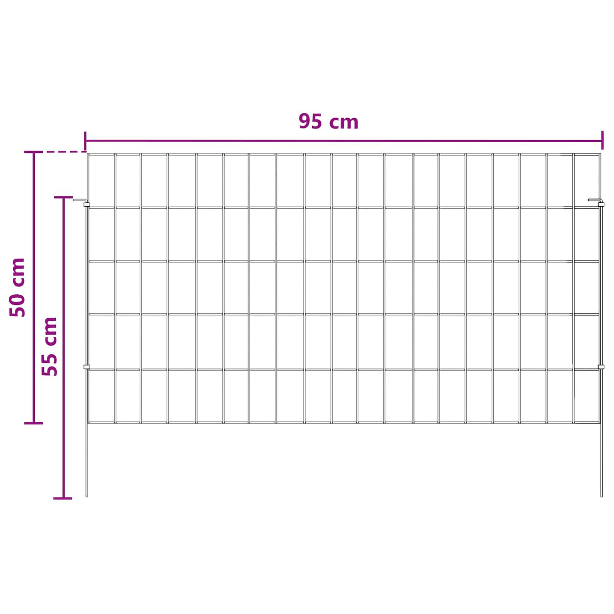 Ograda za vrt s kolčićima 24 pcs 95 x 50 cm Mesh Srebrna