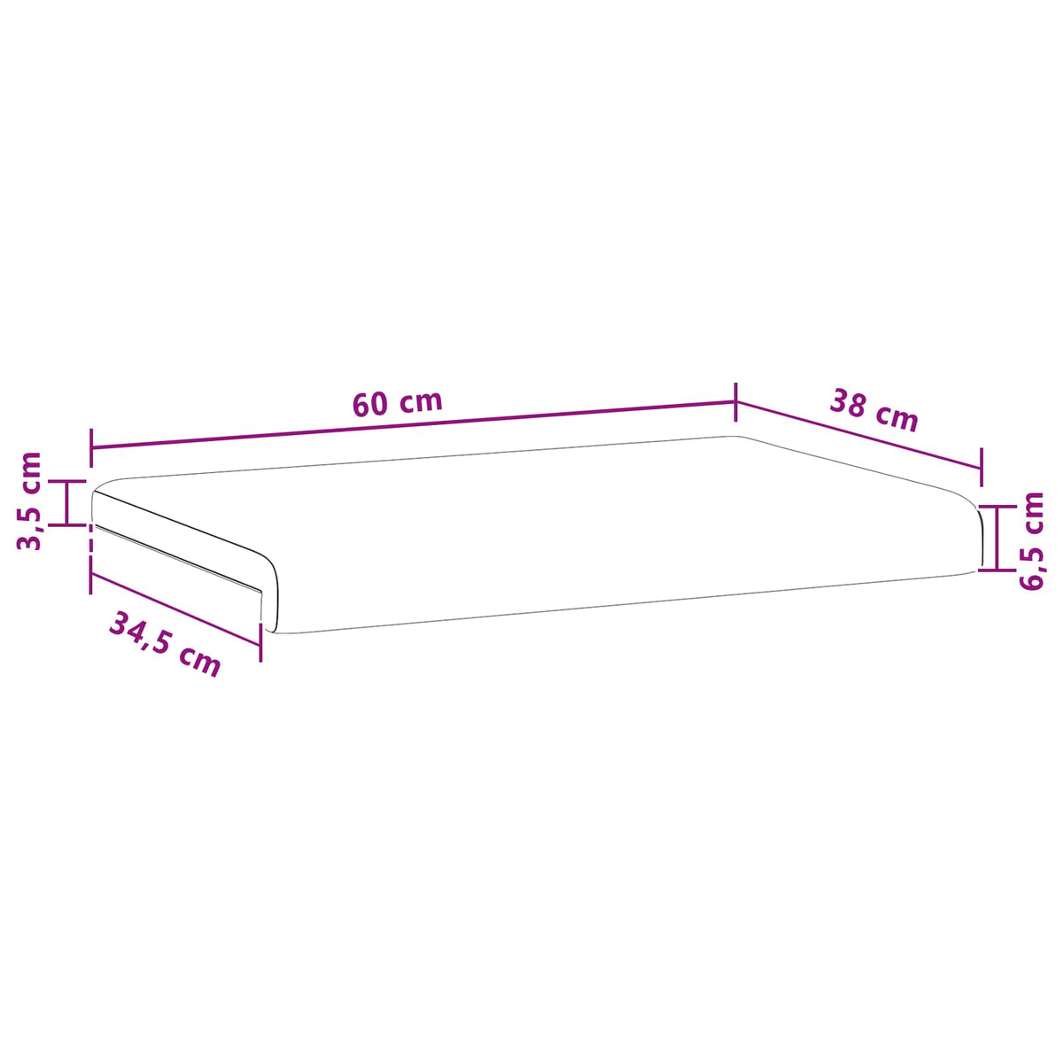 Jastučić za klupu Baršun Žuta Dubina 35 cm