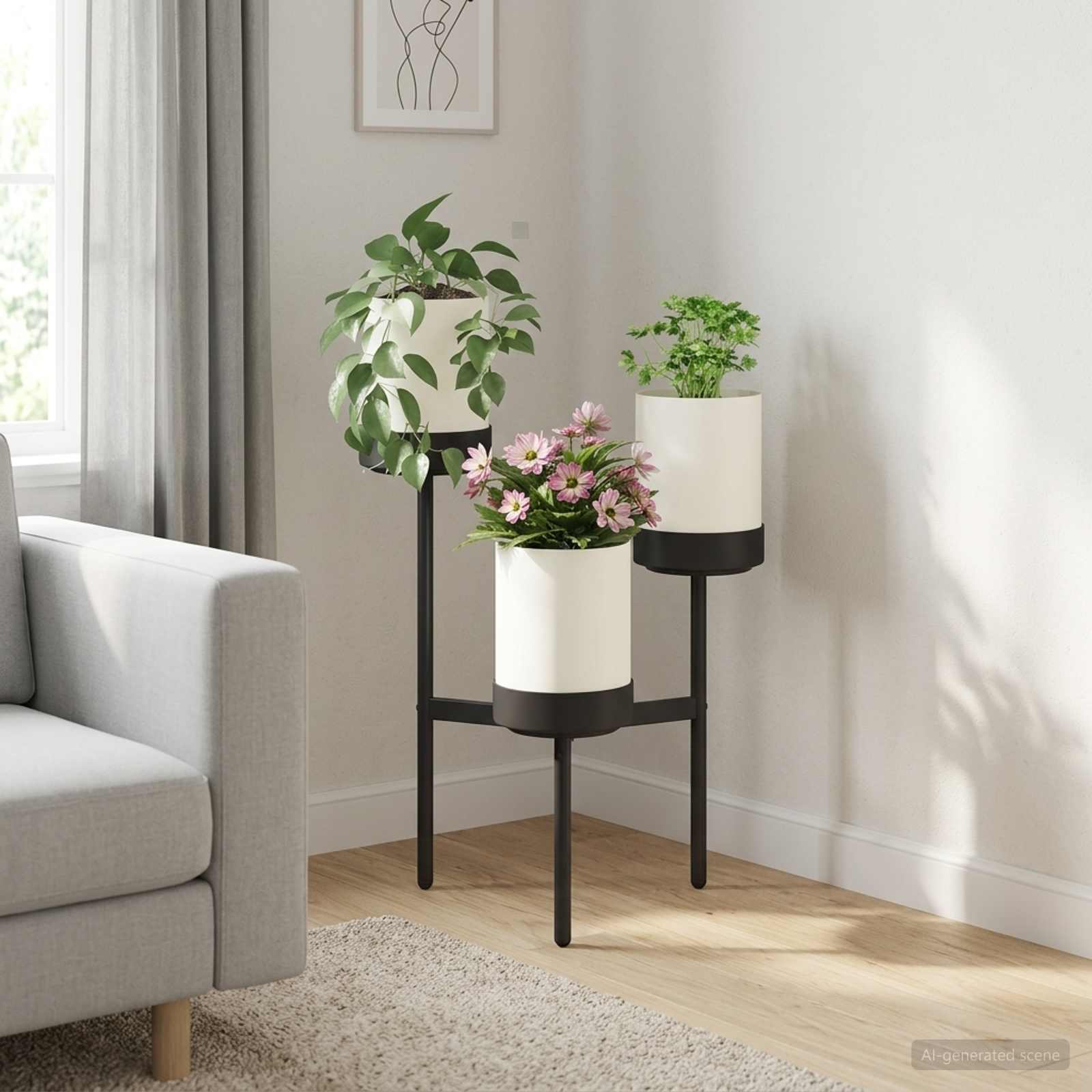 Stalak za cvijeće Bijela 54 x 49 x 81 cm PP i čelik