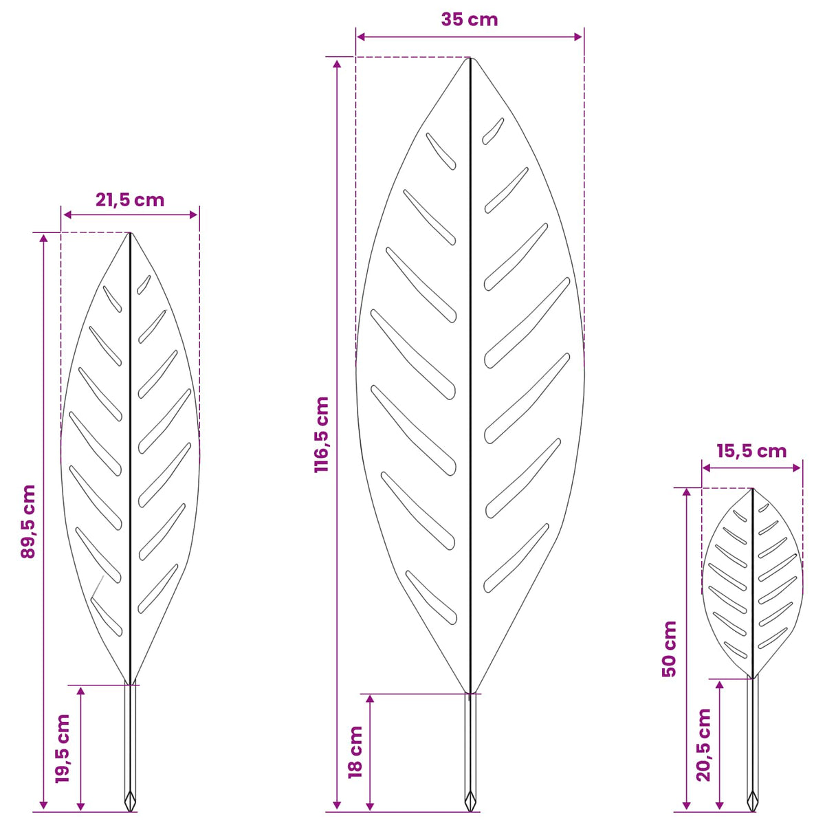 Stabljika za vrt 3 kom. 116,5 x 35 x 3 cm Antracit Čelik