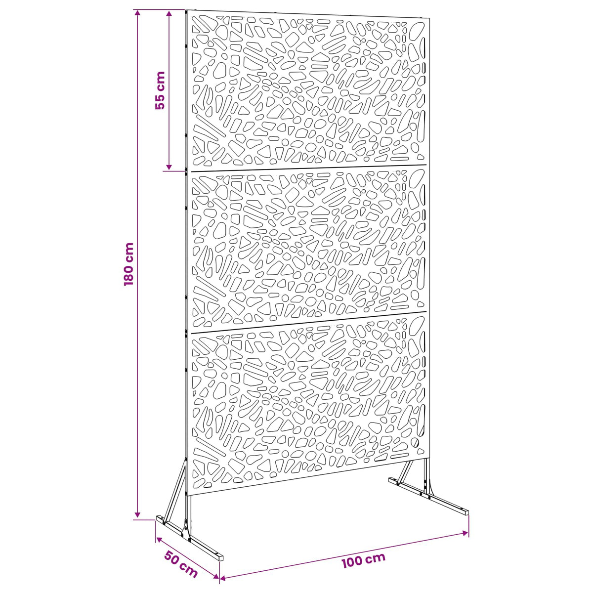 Zaslon za privatnost 100 x 50 x 180 cm Čelik Antracit