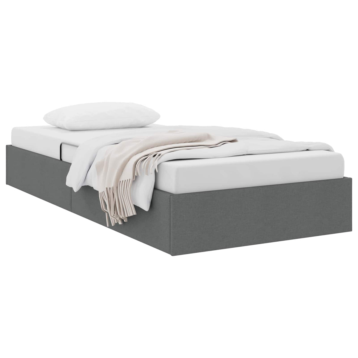 Otomanski krevet s pohranom Tamno siva 90 x 190 cm tkanina