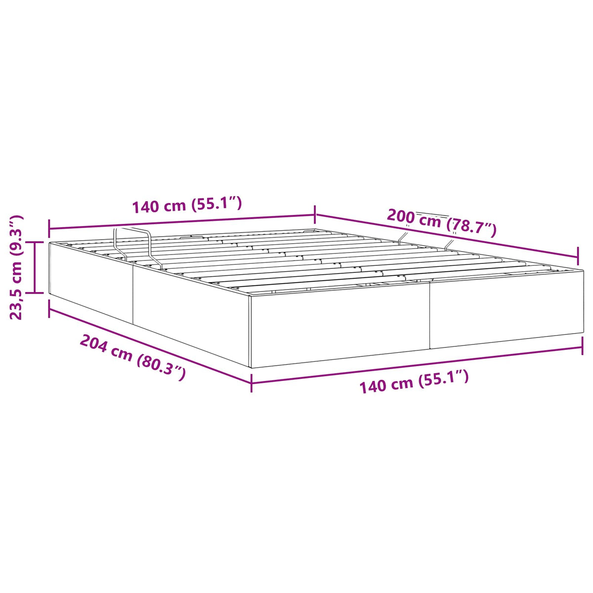 Otomanski krevet s pohranom Krema 140 x 200 cm tkanina