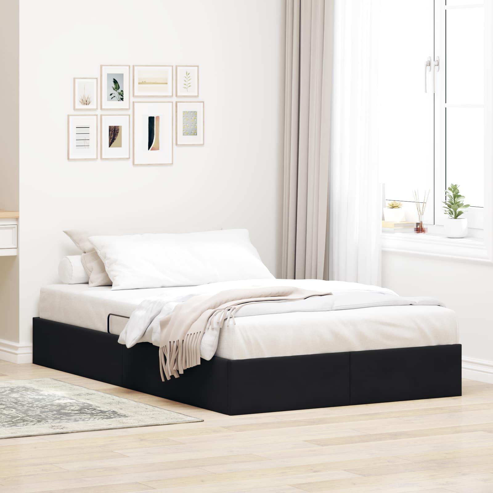 Otomanski krevet s pohranom Crna 120 x 200 cm Baršun