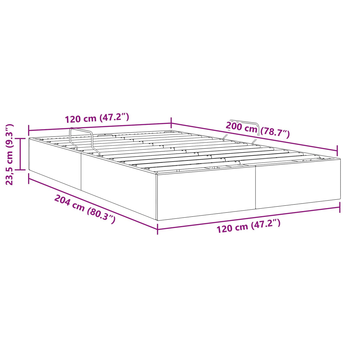 Otomanski krevet s pohranom Crna 120 x 200 cm Baršun