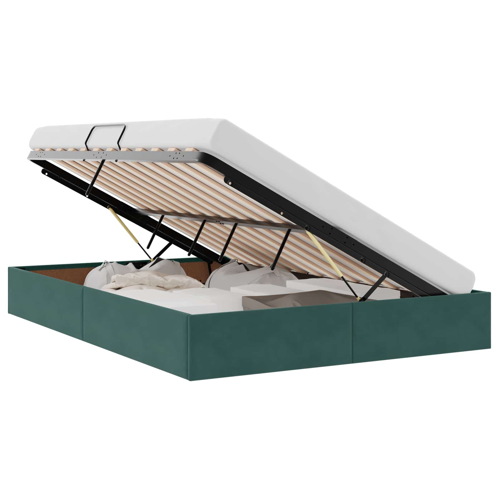 Otomanski krevet s pohranom Tamnozelena 140 x 190 cm Baršun