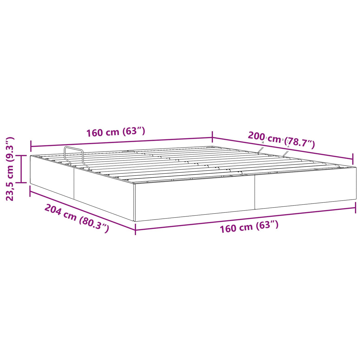 Otomanski krevet s pohranom Crna 160 x 200 cm Baršun
