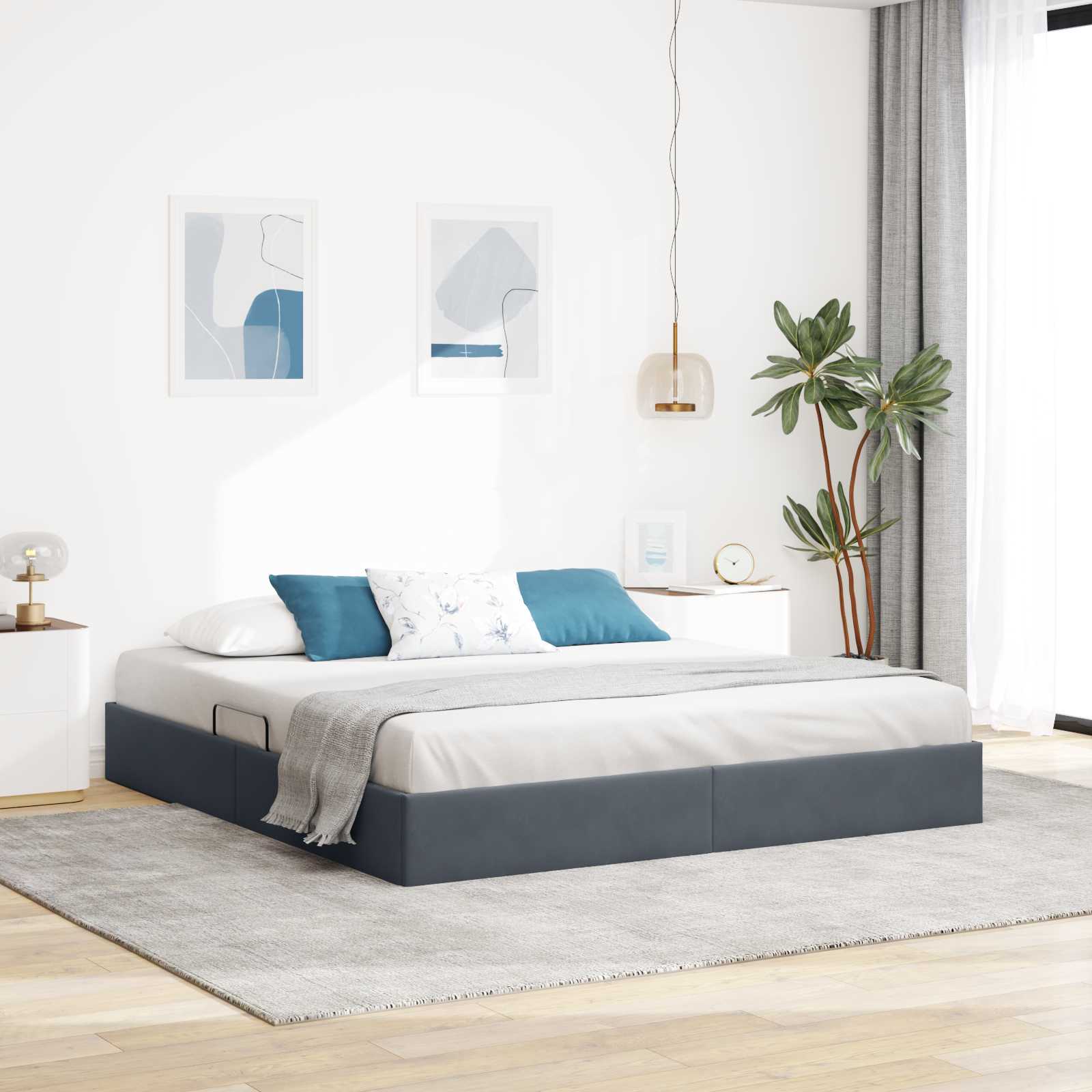 Otomanski krevet s pohranom Tamnosiva 180 x 200 cm Baršun