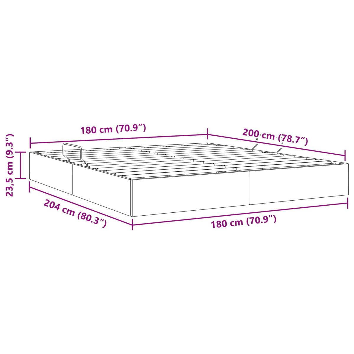 Otomanski krevet s pohranom Crna 180 x 200 cm Baršun