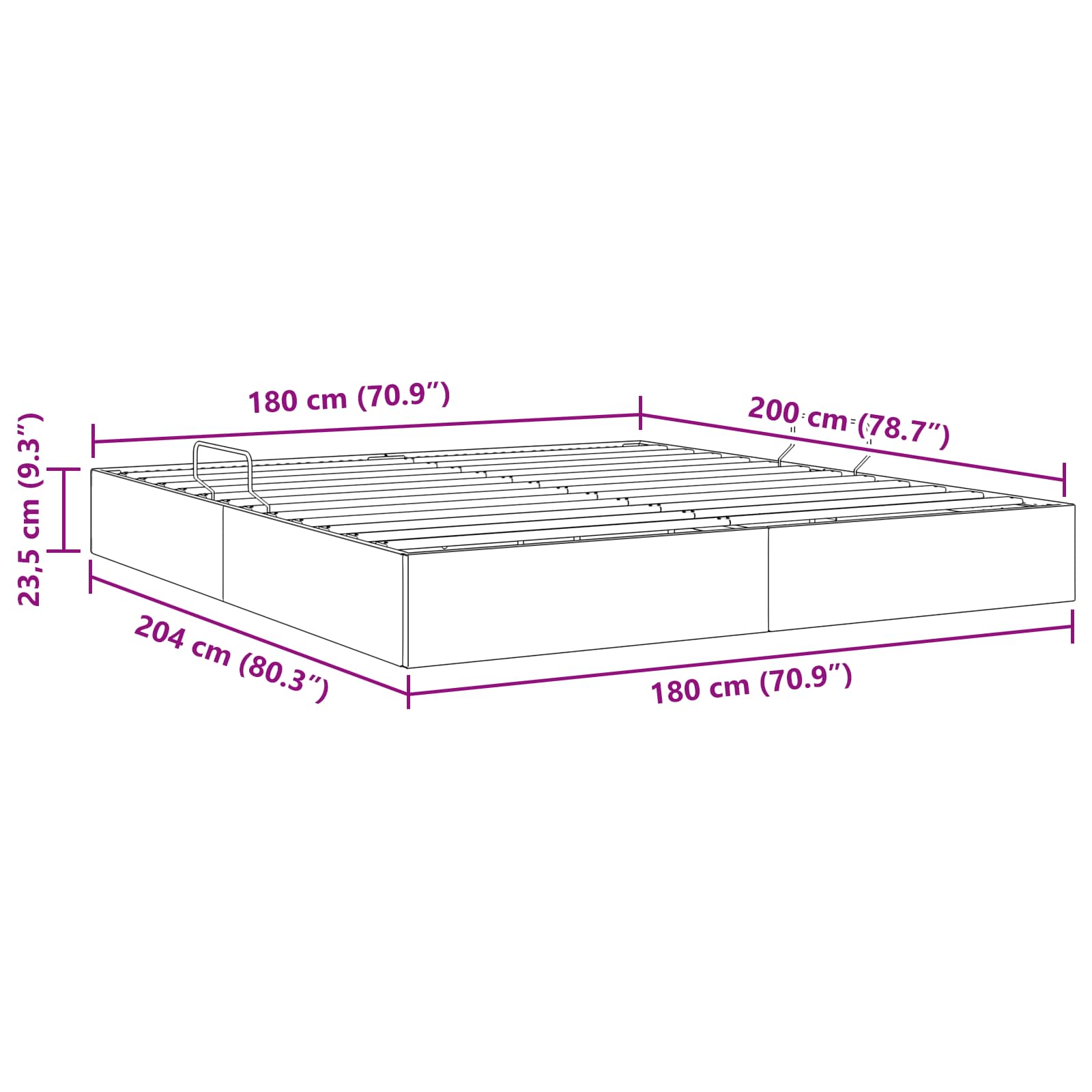 Otomanski krevet s pohranom Crna 180 x 200 cm Baršun
