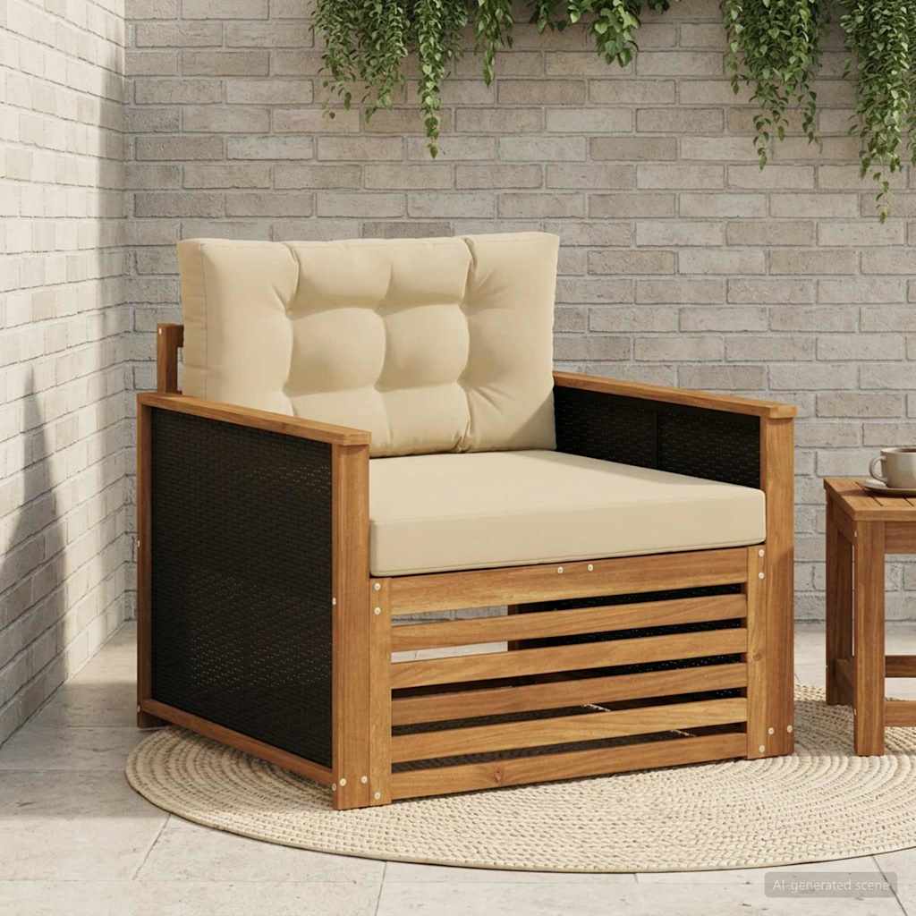 Srednja sofa za van Čvrsto drvo akacije Prirodna