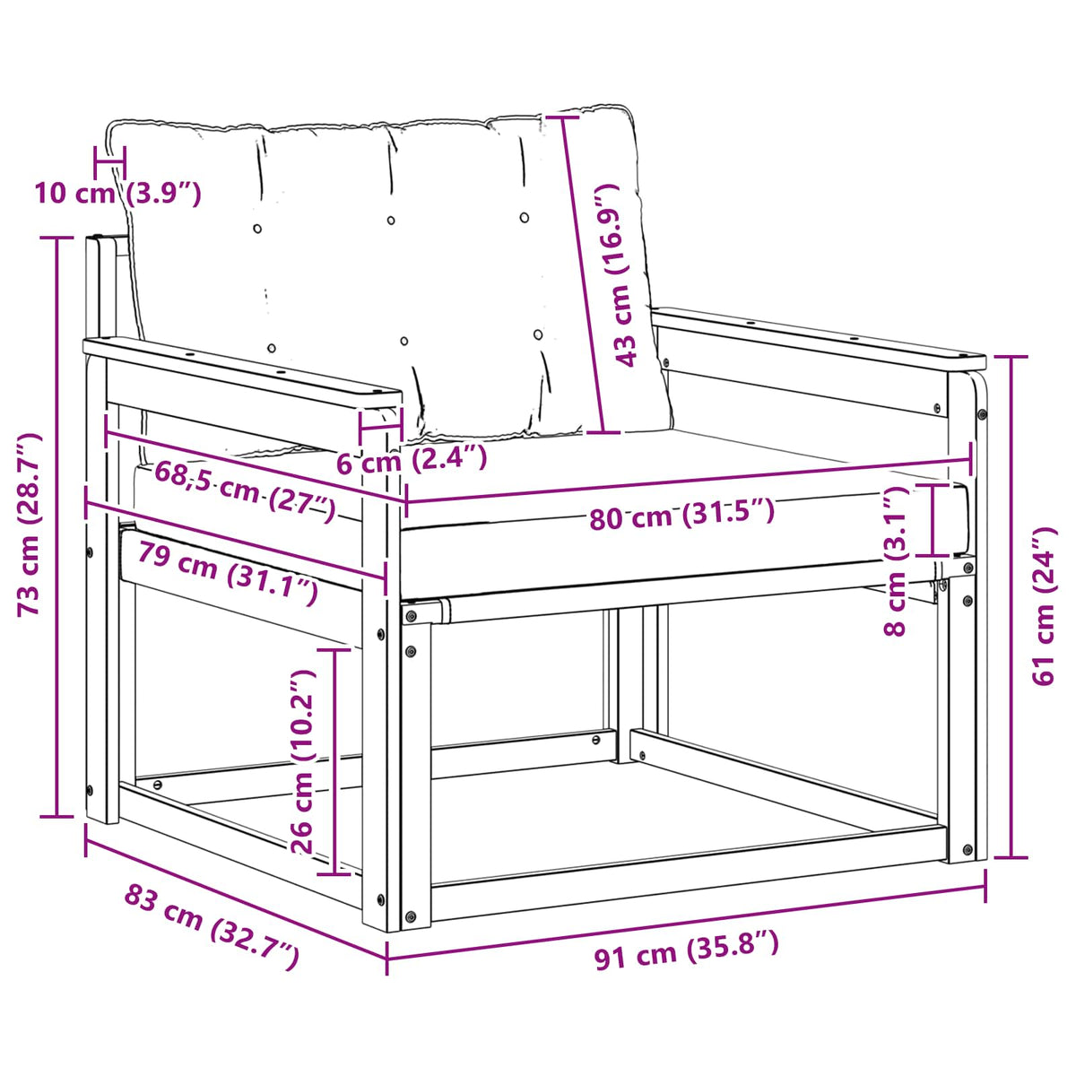 Set vanjskih sofa Čvrsto drvo akacije i Textilene
