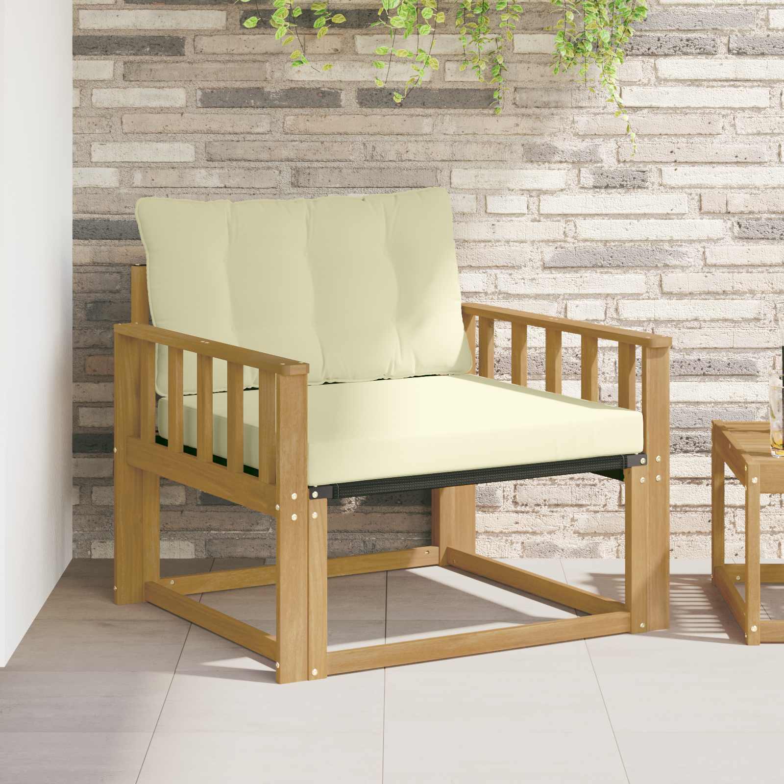 Set vanjskih sofa Čvrsto drvo akacije i Textilene Bijela i krem