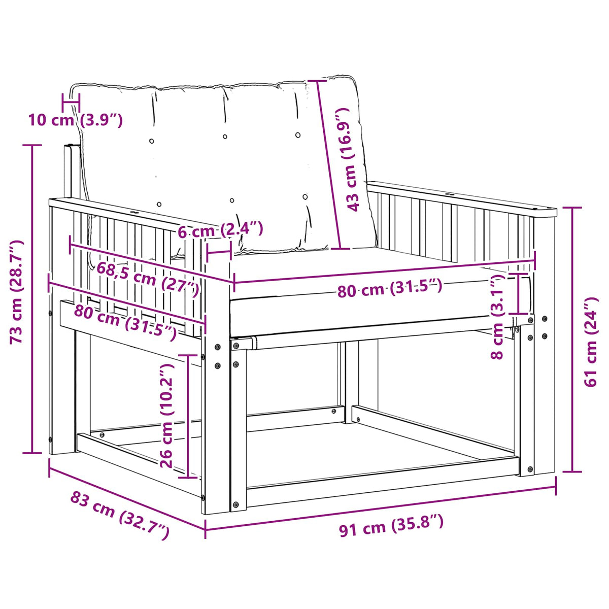 Set vanjskih sofa Čvrsto drvo akacije i Textilene Bijela i krem