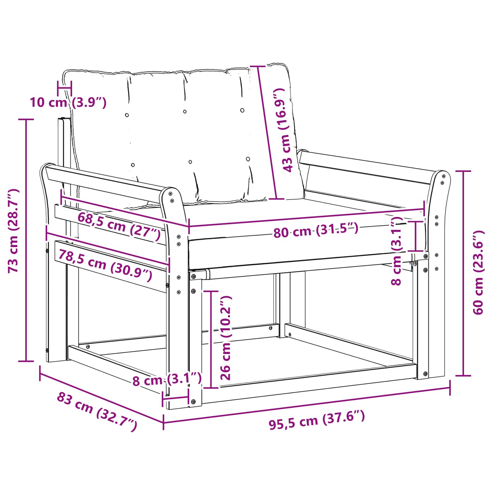 Set vanjskih sofa Čvrsto drvo akacije i Textilene Bijela