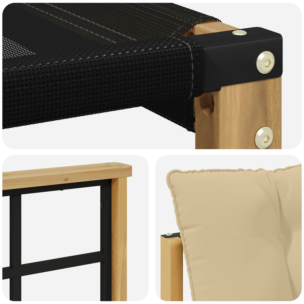 Set vanjskih sofa Čvrsto drvo akacije i Textilene Bijela