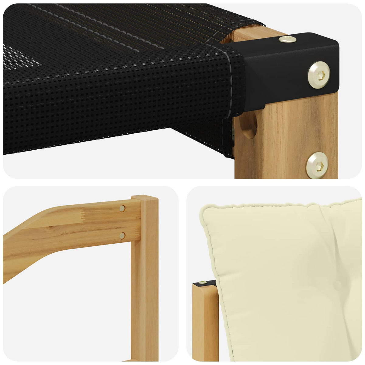Set vanjskih sofa Čvrsto drvo akacije i Textilene Bijela