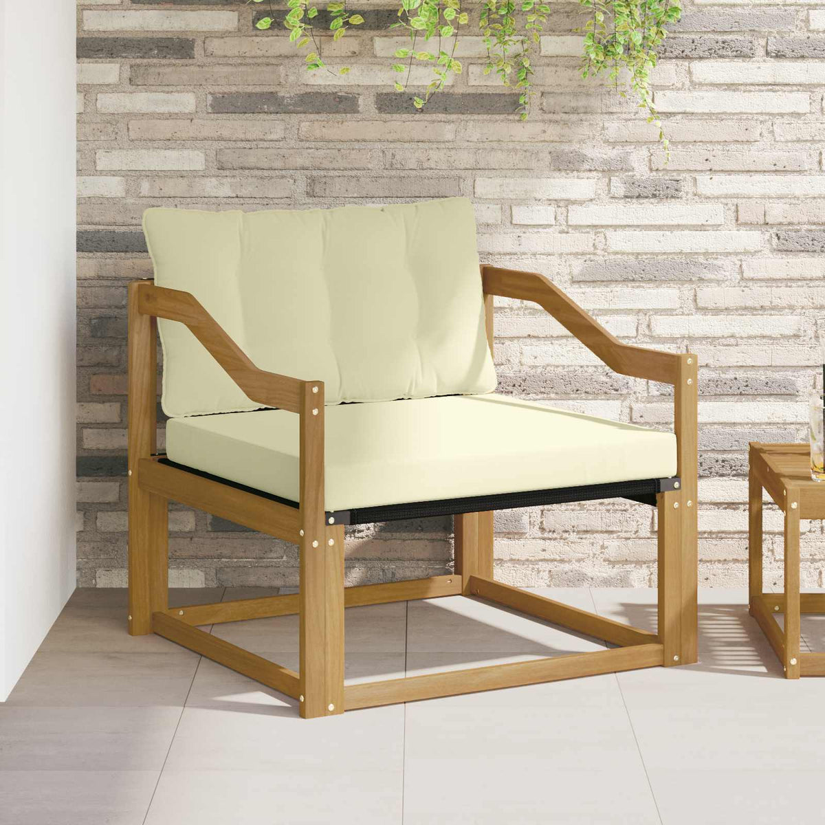 Set vanjskih sofa Čvrsto drvo akacije i Textilene Bijela