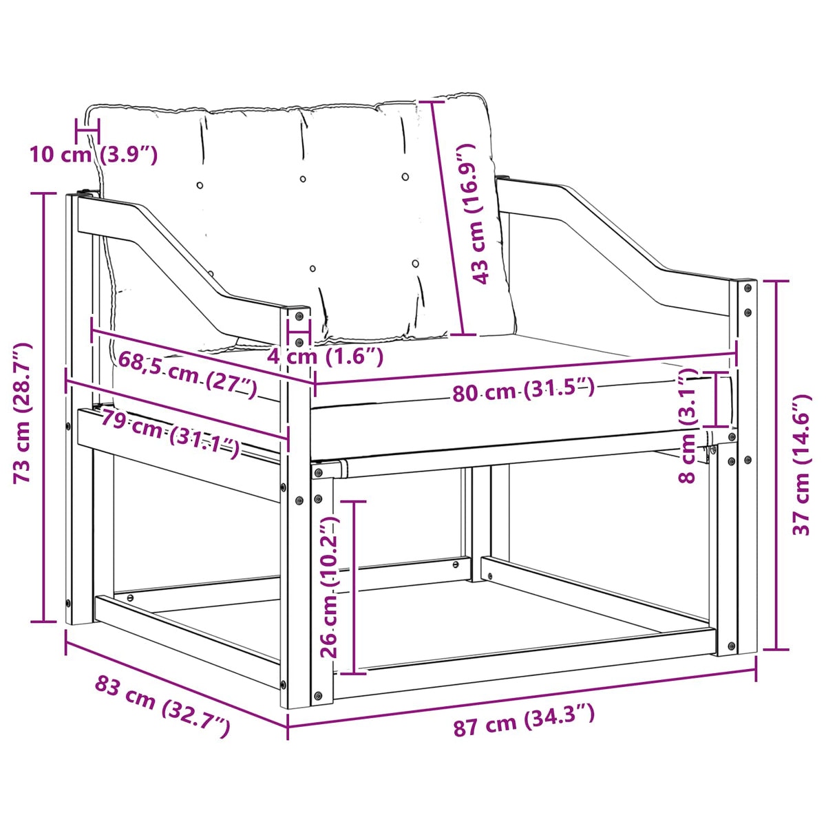 Set vanjskih sofa Čvrsto drvo akacije i Textilene Bijela