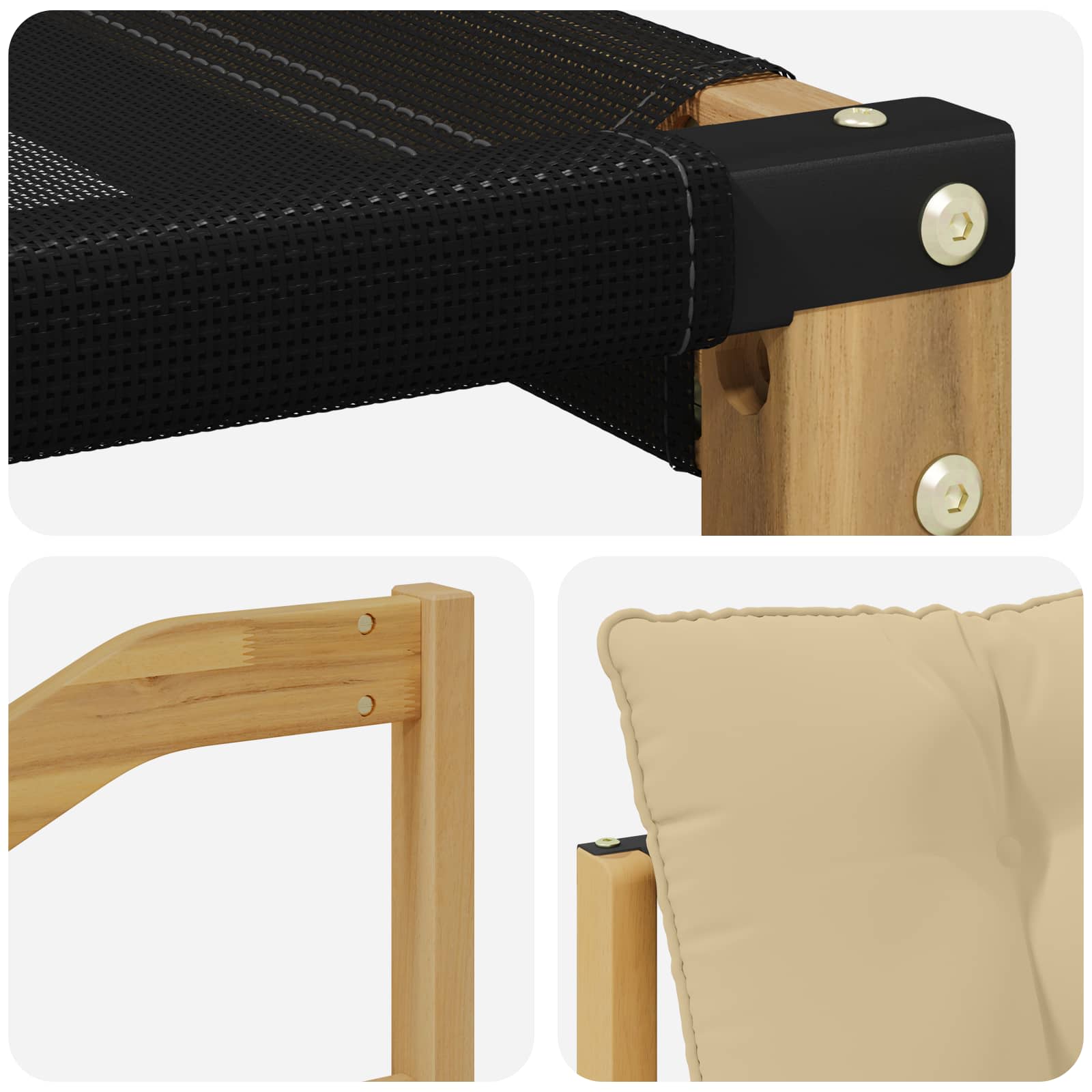 Set vanjskih sofa Čvrsto drvo akacije i Textilene Bijela