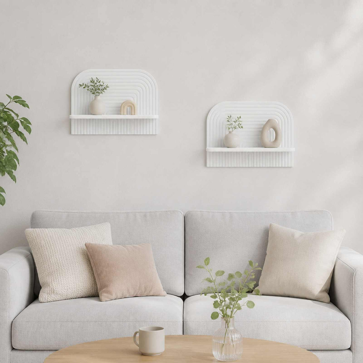 Zidna polica 2 kom. Bijela 60 x 13,5 x 37,5 cm Prerađeno drvo