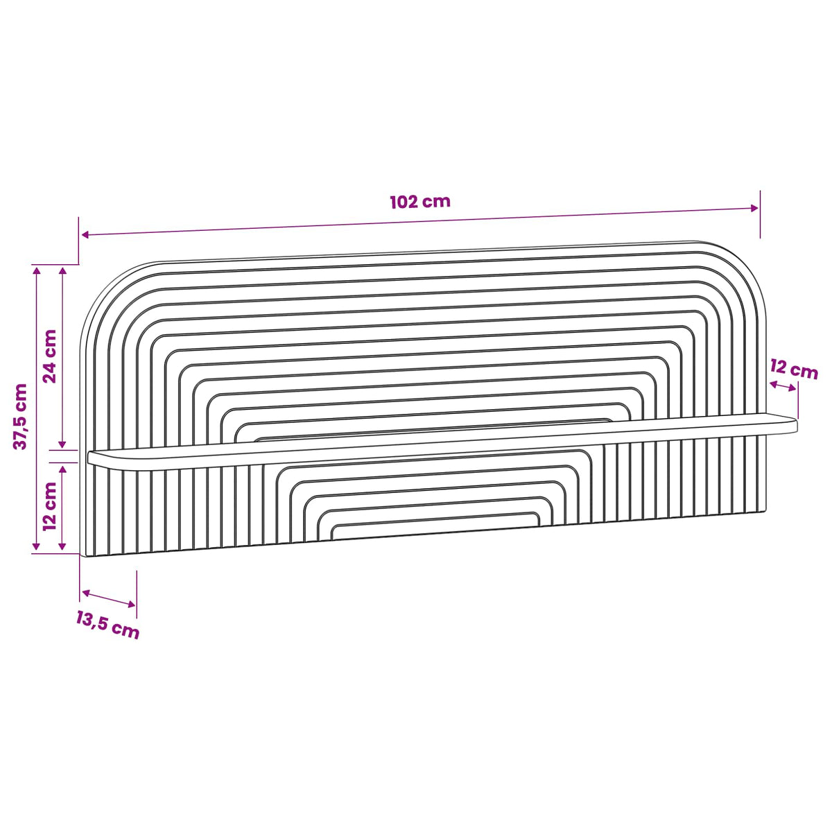 Zidna polica 2 kom. Bijela 102 x 13.5 x 37.5 cm Prerađeno drvo