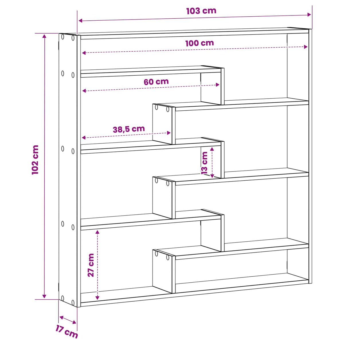 Zidna polica Staro drvo 103 x 17 x 102 cm Prerađeno drvo