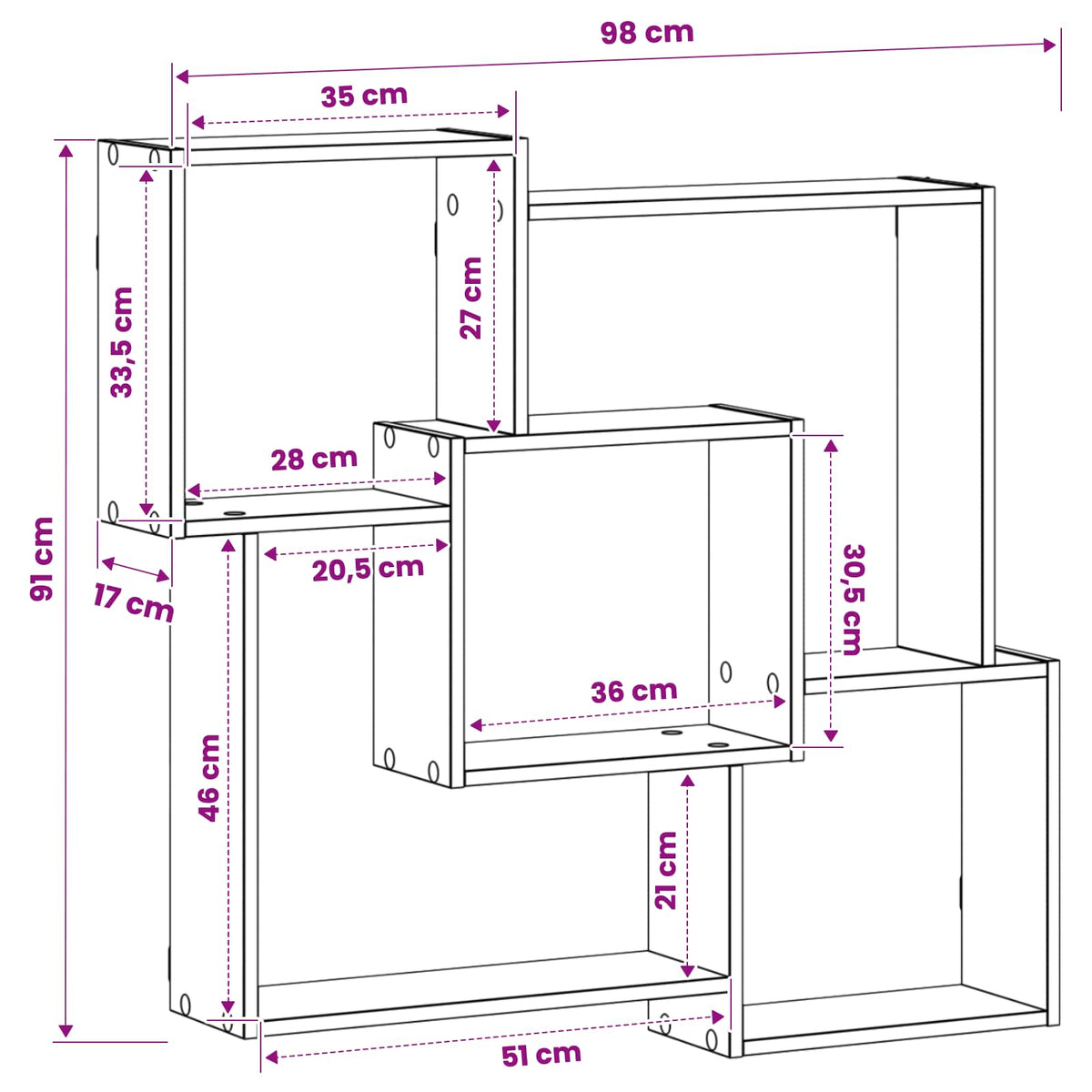 Zidna polica Staro drvo 98 x 17 x 91 cm Prerađeno drvo