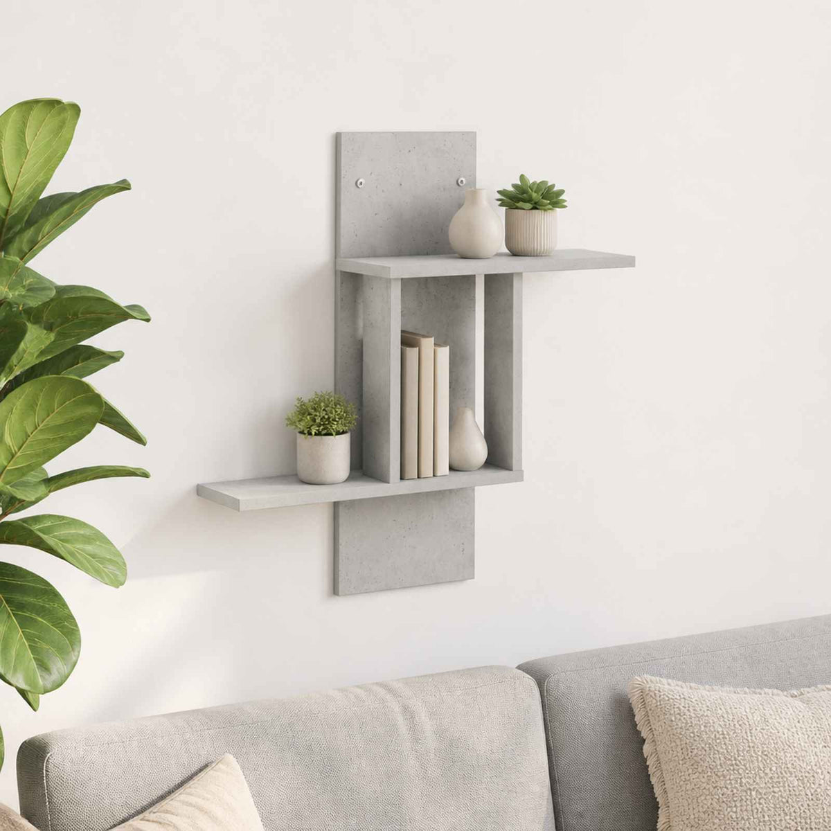Polica na zidu Betonska siva 59 x 17 x 63 cm Konstruirano drvo