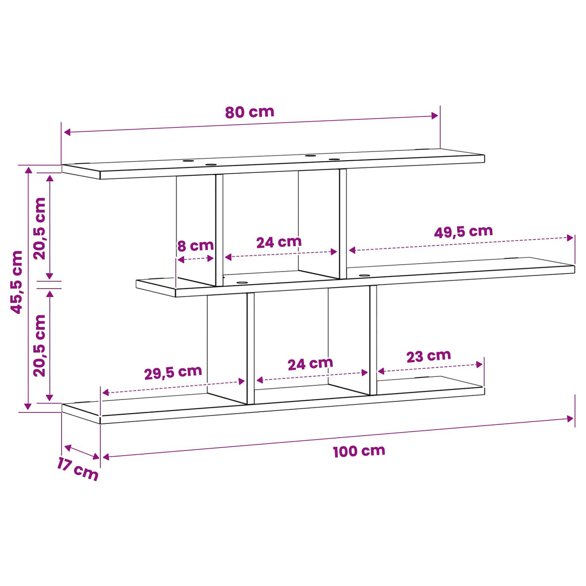 Zidna polica Hrast sonoma 100 x 17 x 45.5 cm prerađeno drvo