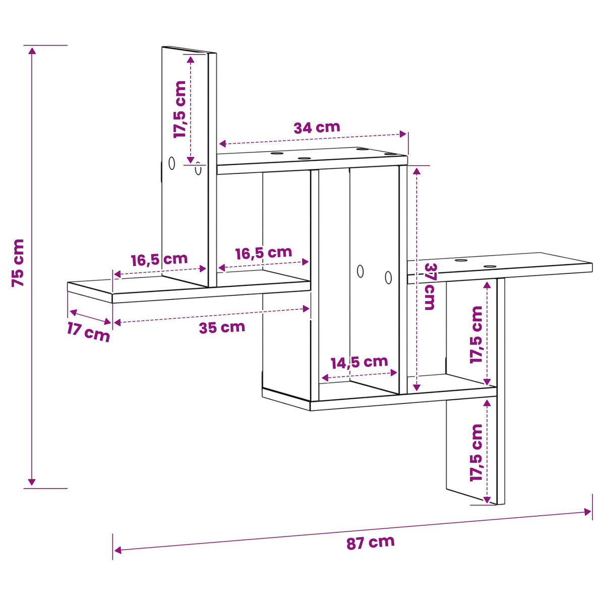 Polica na zidu Hrast artisan 87 x 17 x 75 cm Konstruirano drvo