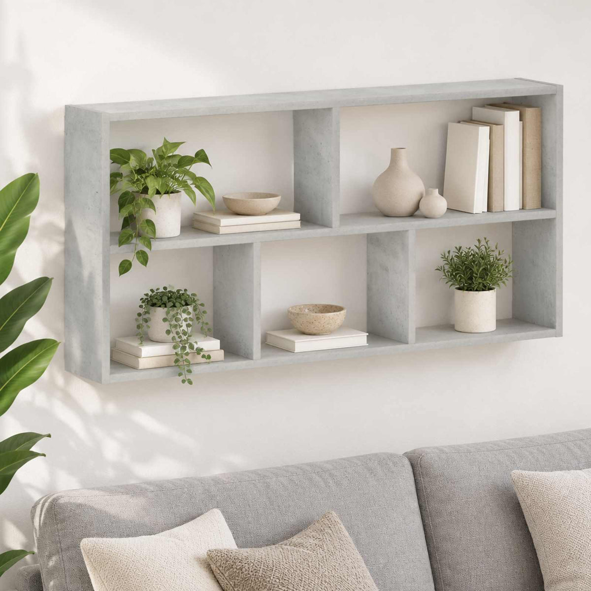 Polica na zidu Betonska siva 102 x 17 x 50 cm Konstruirano drvo