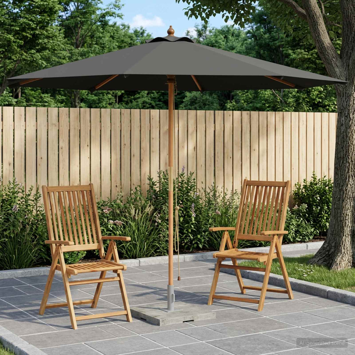 Vrtni suncobran Ø 300 x 248 cm Čvrsto drvo eukaliptusa Antracit