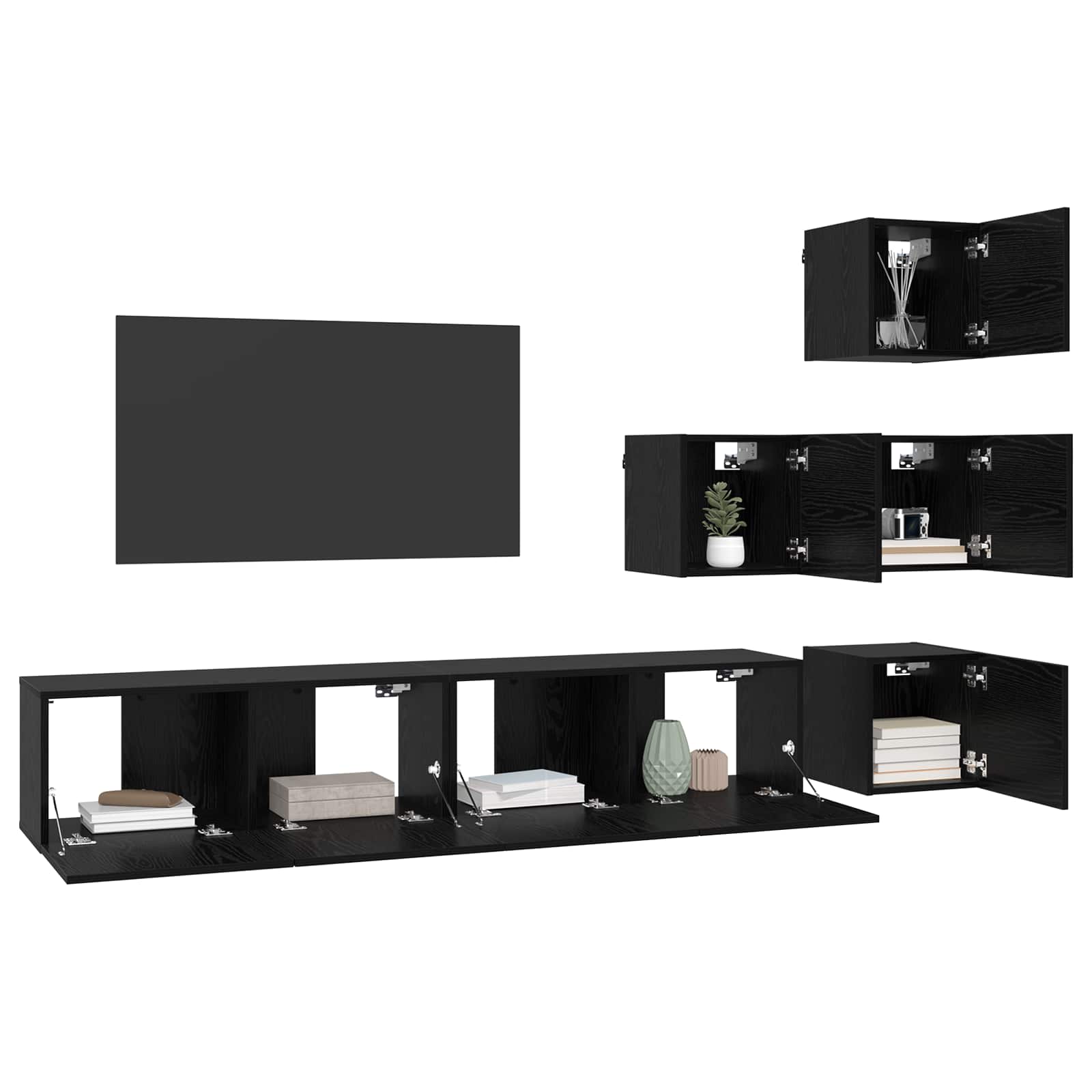 Set TV komoda 6 pcs 80 x 30 x 30 cm Crni hrast