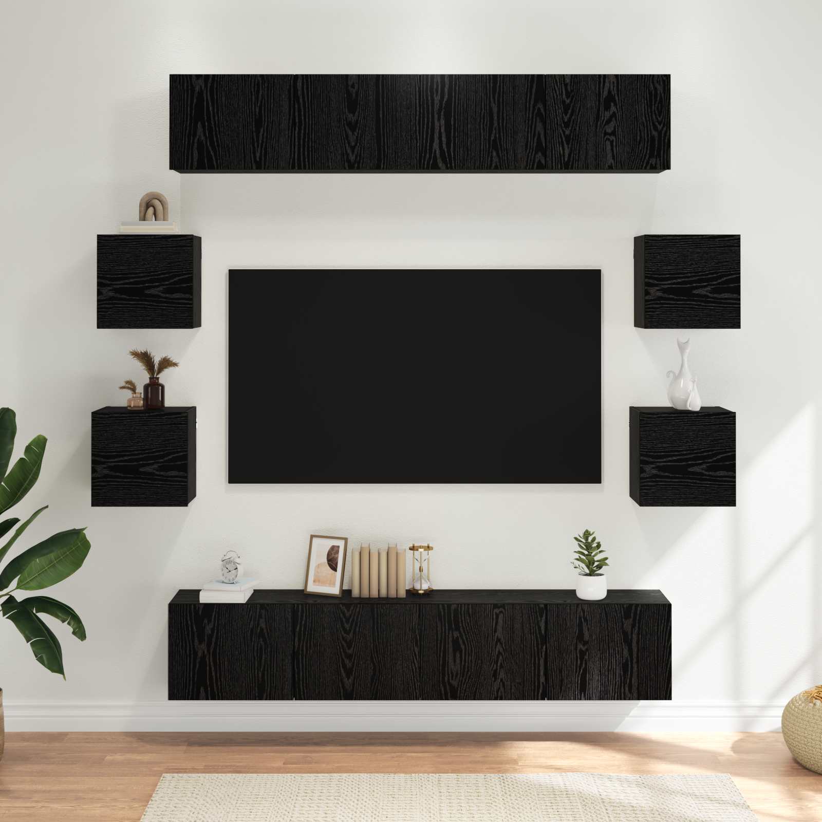Set TV komoda 8 pcs 80 x 30 x 30 cm Crni hrast