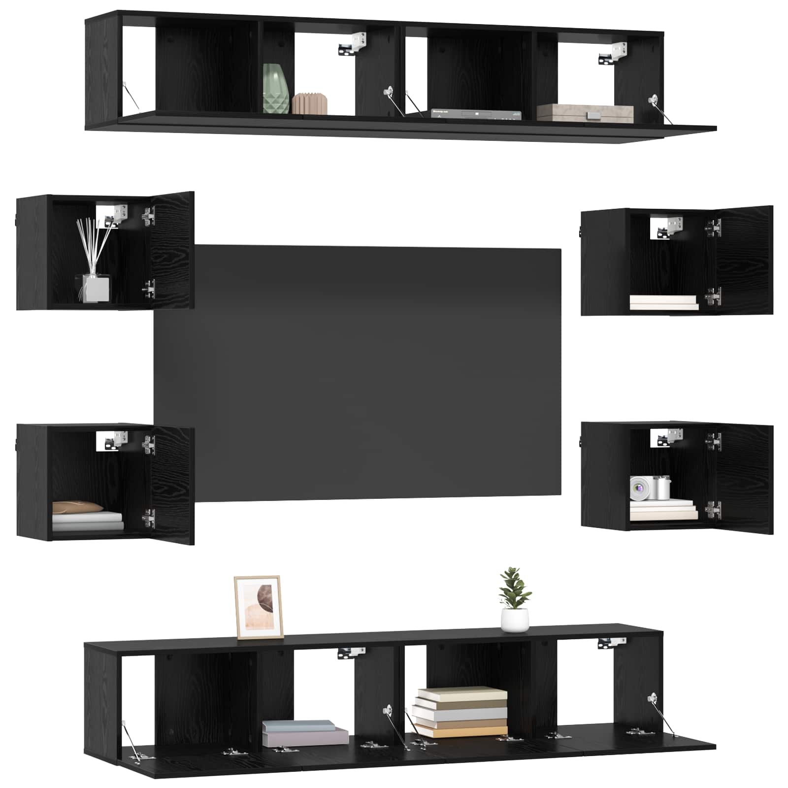 Set TV komoda 8 pcs 80 x 30 x 30 cm Crni hrast