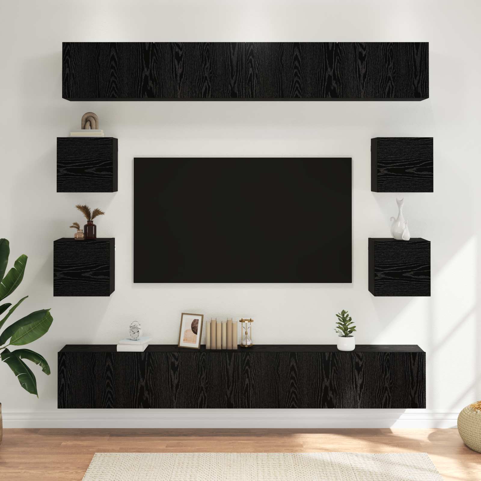 Set TV komoda 8 pcs 100 x 30 x 30 cm Crni hrast