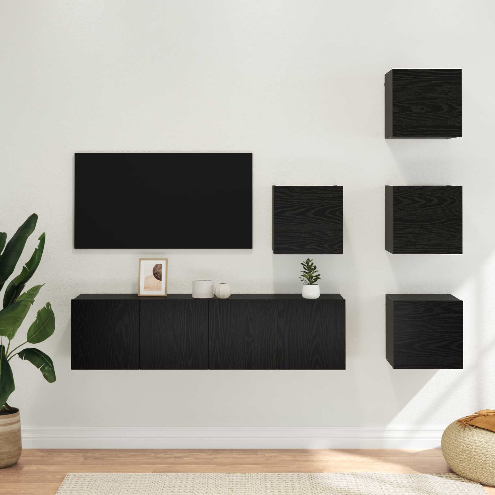 Set TV komoda 6 pcs 60 x 30 x 30 cm Crni hrast