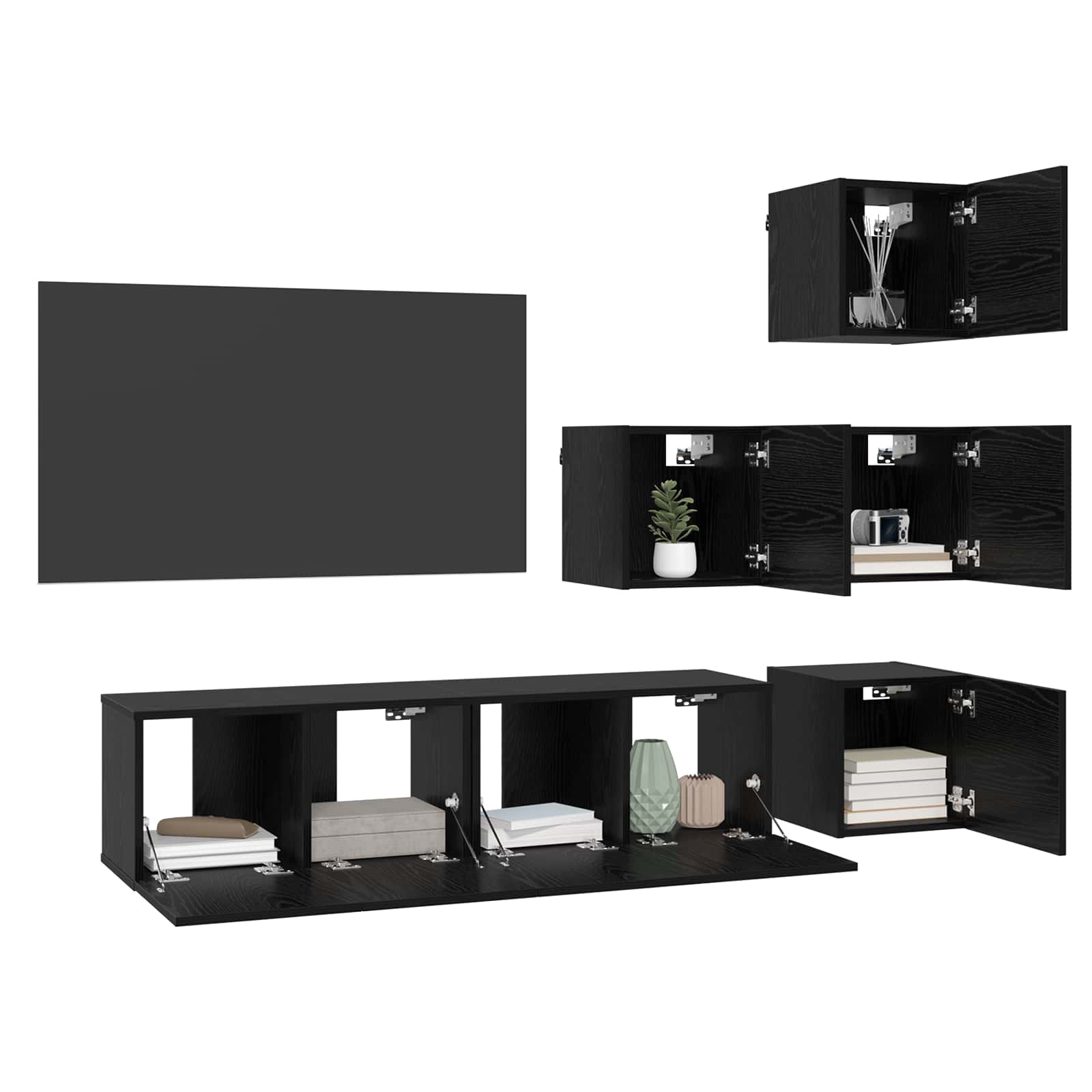 Set TV komoda 6 pcs 60 x 30 x 30 cm Crni hrast