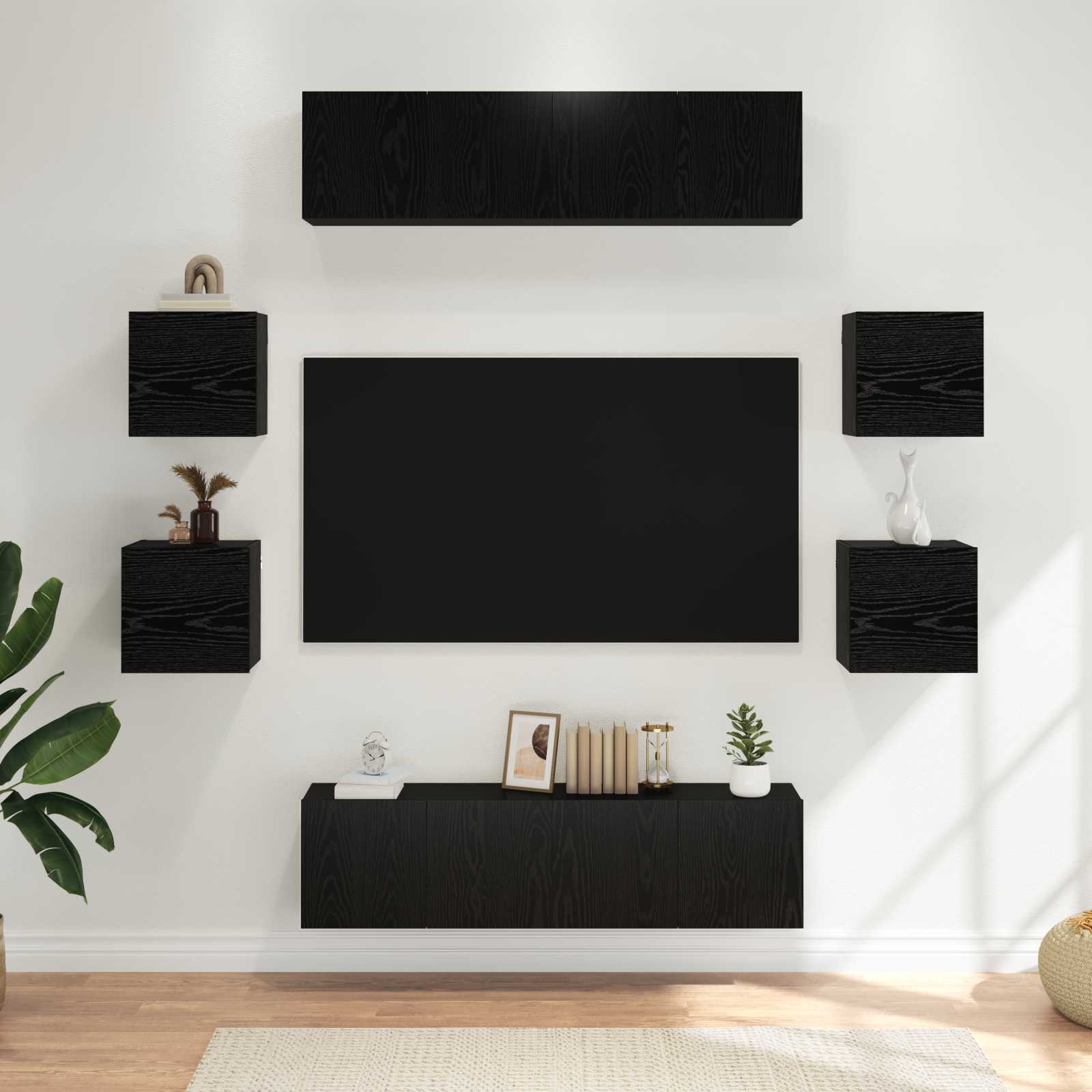 Set TV komoda 8 pcs 120 x 30 x 30 cm Crni hrast