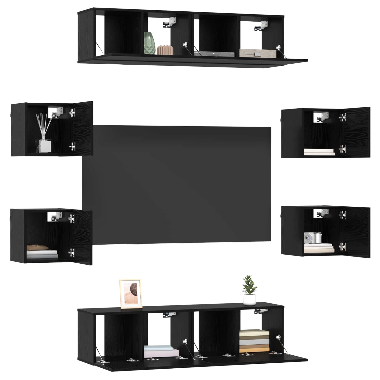 Set TV komoda 8 pcs 120 x 30 x 30 cm Crni hrast