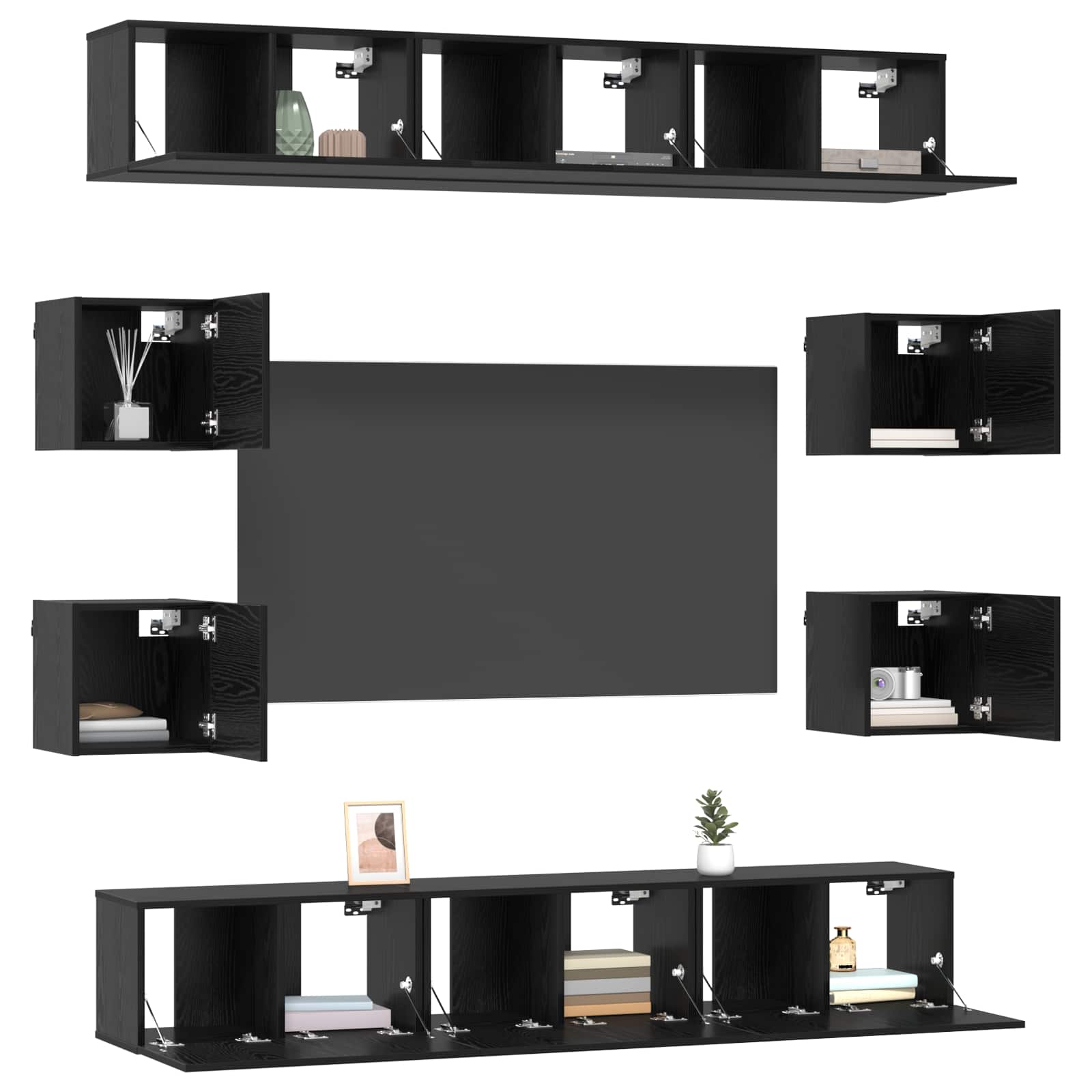 Set TV komoda 10 pcs 180 x 30 x 30 cm Crni hrast