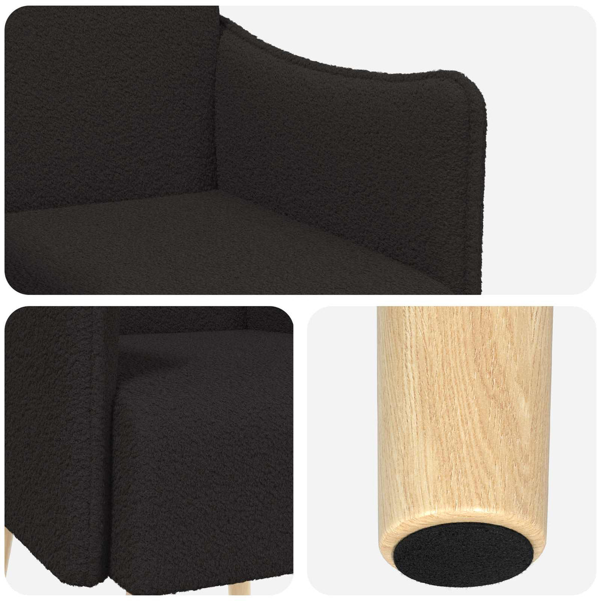 Ukrasna fotelja Crna Bouclé