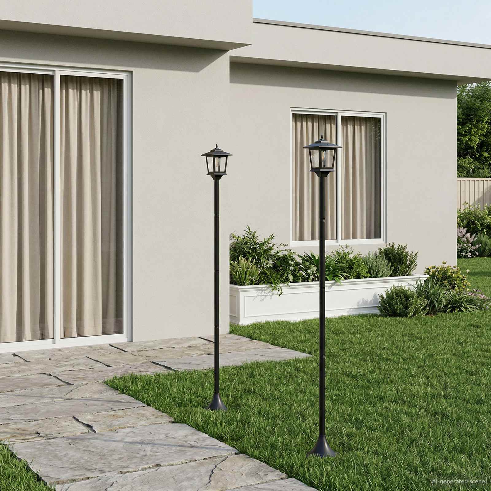 Set uličnih lampi with LED Bulb 2 kom. Crna 16 x 16 x 156 cm