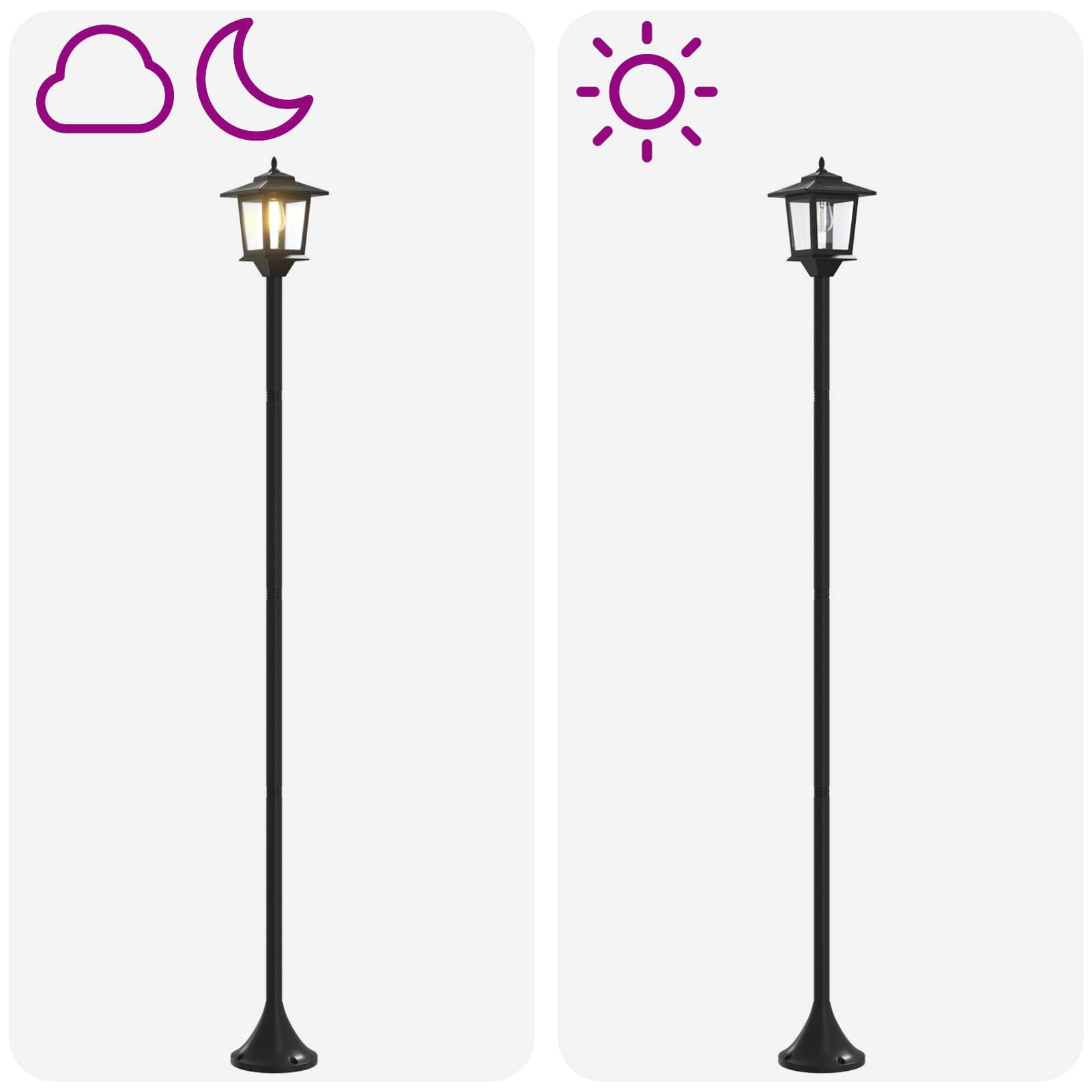 Set uličnih lampi with LED Bulb 2 kom. Crna 16 x 16 x 156 cm